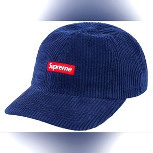Supreme Ripple Corduroy small box 6 panel cap Navy